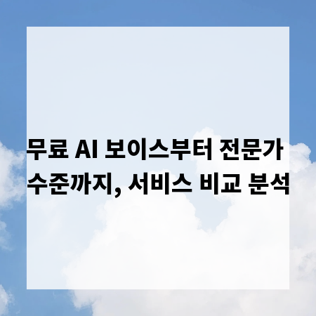 무료 AI 보이스부터 전문가 수준까지, 서비스 비교 분석