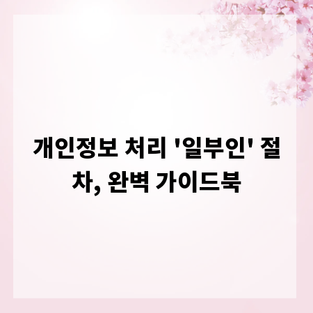개인정보 처리 '일부인' 절차, 완벽 가이드북