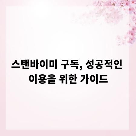 스탠바이미 구독, 성공적인 이용을 위한 가이드
