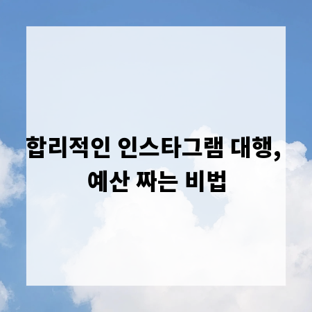 합리적인 인스타그램 대행, 예산 짜는 비법