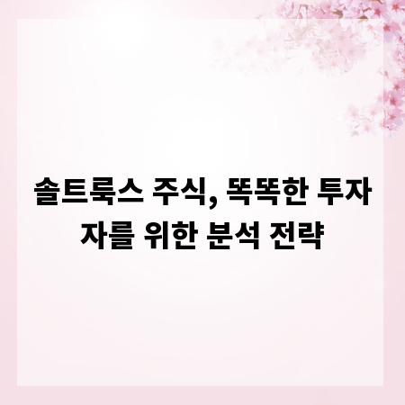 솔트룩스 주식, 똑똑한 투자자를 위한 분석 전략