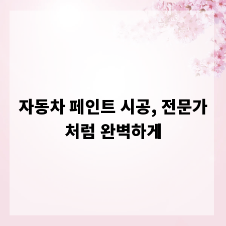 자동차 페인트 시공, 전문가처럼 완벽하게