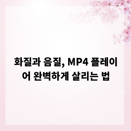 화질과 음질, MP4 플레이어 완벽하게 살리는 법