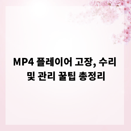 MP4 플레이어 고장, 수리 및 관리 꿀팁 총정리