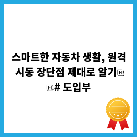 스마트한 자동차 생활, 원격 시동 장단점 제대로 알기

# 도입부