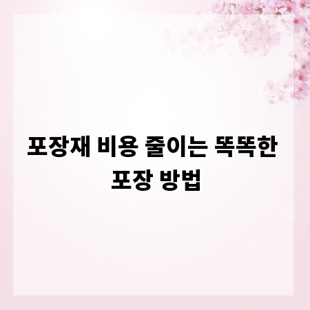 포장재 비용 줄이는 똑똑한 포장 방법