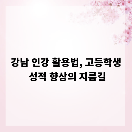 강남 인강 활용법, 고등학생 성적 향상의 지름길