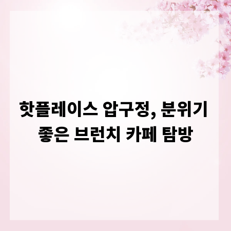 핫플레이스 압구정, 분위기 좋은 브런치 카페 탐방
