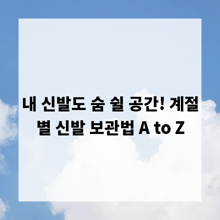 내 신발도 숨 쉴 공간! 계절별 신발 보관법 A to Z