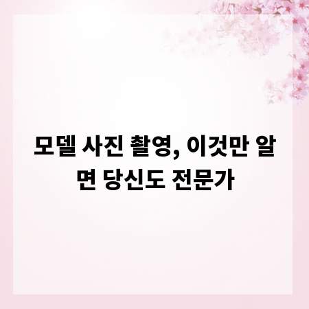 모델 사진 촬영, 이것만 알면 당신도 전문가