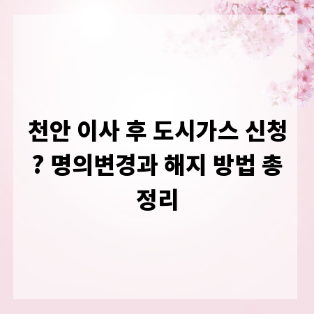 천안 이사 후 도시가스 신청? 명의변경과 해지 방법 총정리