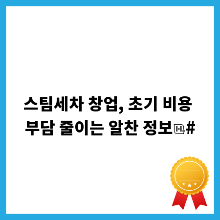 스팀세차 창업, 초기 비용 부담 줄이는 알찬 정보
#