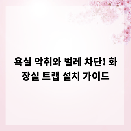 욕실 악취와 벌레 차단! 화장실 트랩 설치 가이드