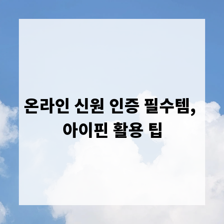 온라인 신원 인증 필수템, 아이핀 활용 팁