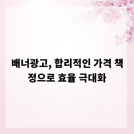 배너광고, 합리적인 가격 책정으로 효율 극대화
