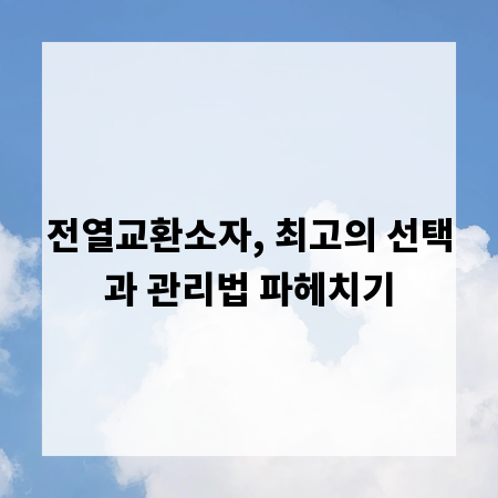 전열교환소자, 최고의 선택과 관리법 파헤치기