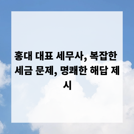 홍대 대표 세무사, 복잡한 세금 문제, 명쾌한 해답 제시