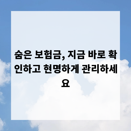 숨은 보험금, 지금 바로 확인하고 현명하게 관리하세요