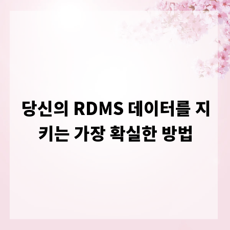 당신의 RDMS 데이터를 지키는 가장 확실한 방법