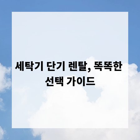 세탁기 단기 렌탈, 똑똑한 선택 가이드
