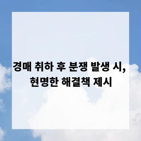 경매 취하 후 분쟁 발생 시, 현명한 해결책 제시