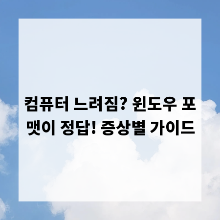 컴퓨터 느려짐? 윈도우 포맷이 정답! 증상별 가이드