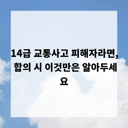 14급 교통사고 피해자라면, 합의 시 이것만은 알아두세요