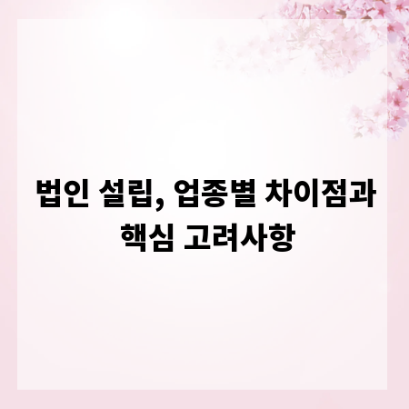 법인 설립, 업종별 차이점과 핵심 고려사항