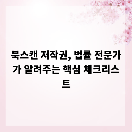 북스캔 저작권, 법률 전문가가 알려주는 핵심 체크리스트