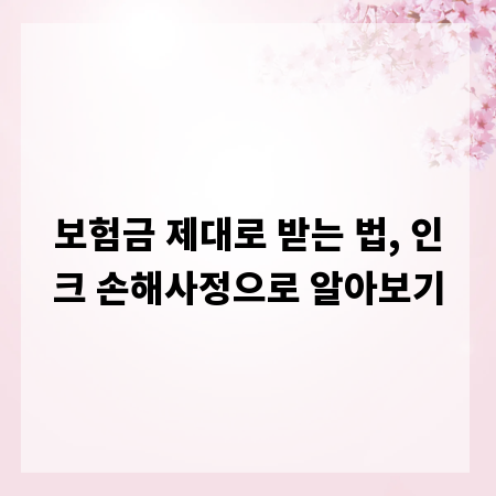 보험금 제대로 받는 법, 인크 손해사정으로 알아보기