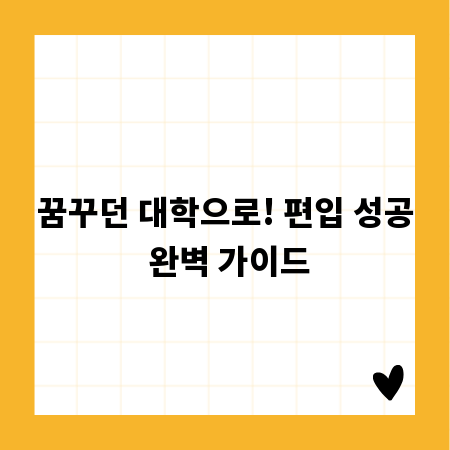 꿈꾸던 대학으로! 편입 성공 완벽 가이드