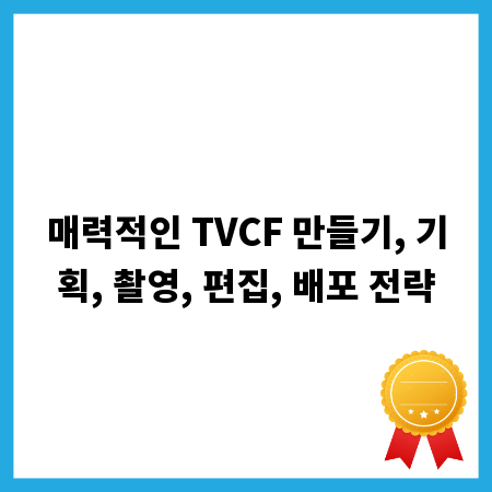 매력적인 TVCF 만들기, 기획, 촬영, 편집, 배포 전략
