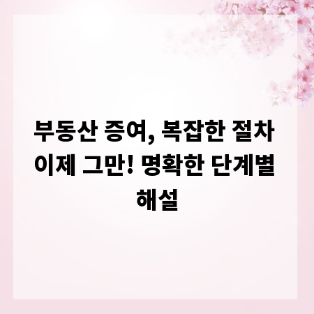 부동산 증여, 복잡한 절차 이제 그만! 명확한 단계별 해설
