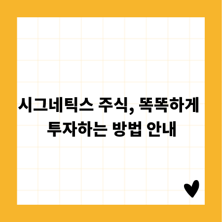 시그네틱스 주식, 똑똑하게 투자하는 방법 안내