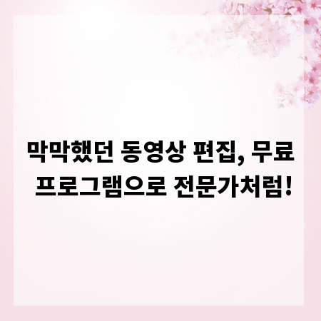 막막했던 동영상 편집, 무료 프로그램으로 전문가처럼!