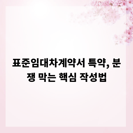 표준임대차계약서 특약, 분쟁 막는 핵심 작성법