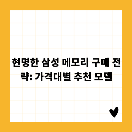 현명한 삼성 메모리 구매 전략: 가격대별 추천 모델