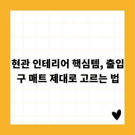 현관 인테리어 핵심템, 출입구 매트 제대로 고르는 법
