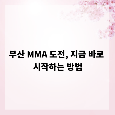 부산 MMA 도전, 지금 바로 시작하는 방법