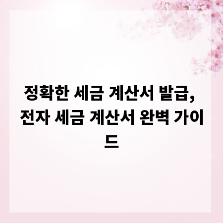 정확한 세금 계산서 발급, 전자 세금 계산서 완벽 가이드