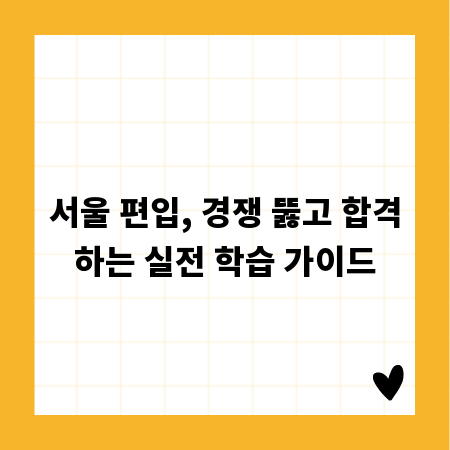 서울 편입, 경쟁 뚫고 합격하는 실전 학습 가이드