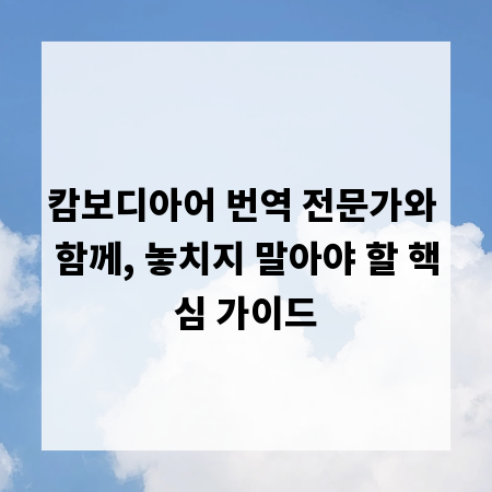 캄보디아어 번역 전문가와 함께, 놓치지 말아야 할 핵심 가이드