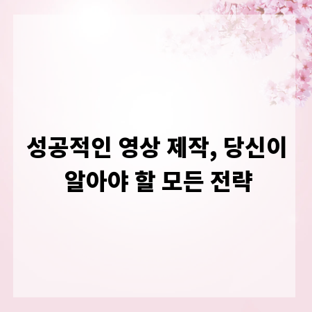 성공적인 영상 제작, 당신이 알아야 할 모든 전략