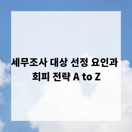 세무조사 대상 선정 요인과 회피 전략 A to Z