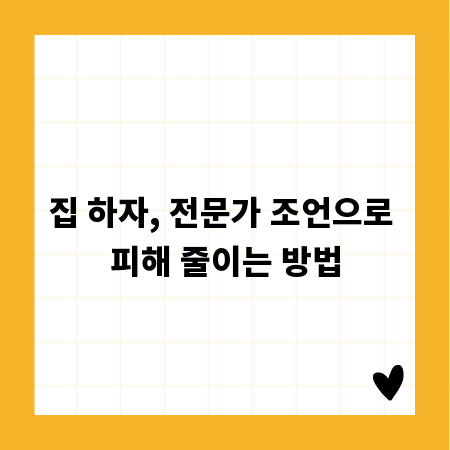 집 하자, 전문가 조언으로 피해 줄이는 방법