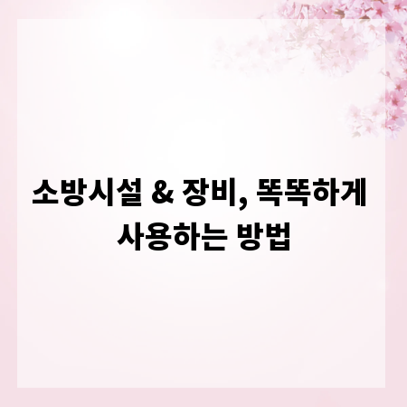 소방시설 & 장비, 똑똑하게 사용하는 방법