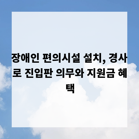 장애인 편의시설 설치, 경사로 진입판 의무와 지원금 혜택
