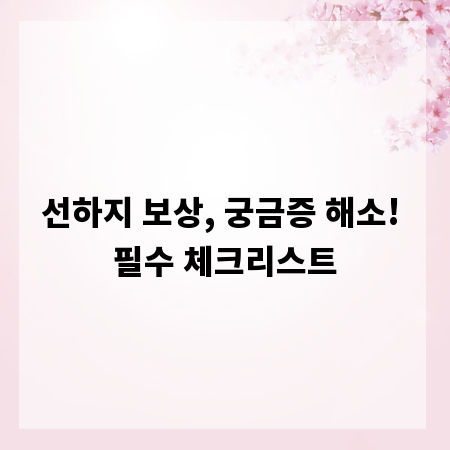 선하지 보상, 궁금증 해소! 필수 체크리스트