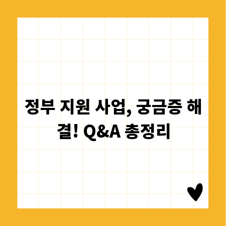 정부 지원 사업, 궁금증 해결! Q&A 총정리