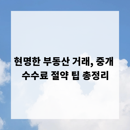 현명한 부동산 거래, 중개 수수료 절약 팁 총정리